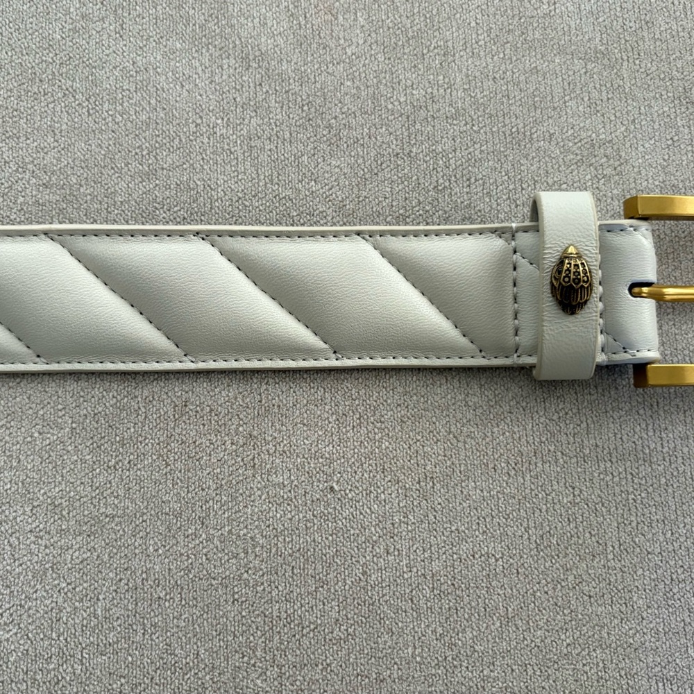 Kurt Geiger Cream Quilted Leather Belt Ivory Off-White - Picture 4 of 10